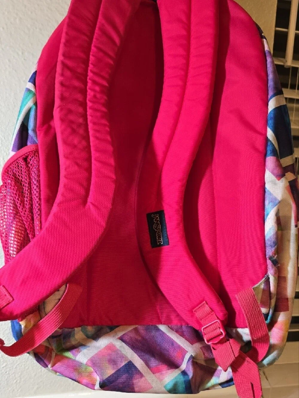Jansport Pink Multi Geometric Print Backpack